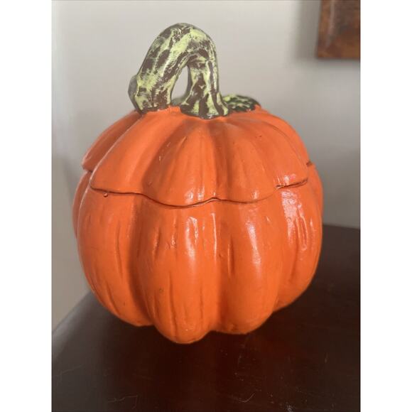 VTG Halloween Bat Coming Out Of Jack O' Lantern Paraffin Candle Holder Large - Picture 7 of 8